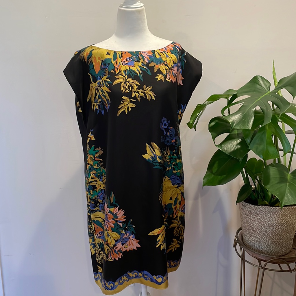 Tibi Xl Baroque 100% Silk Shift Dress